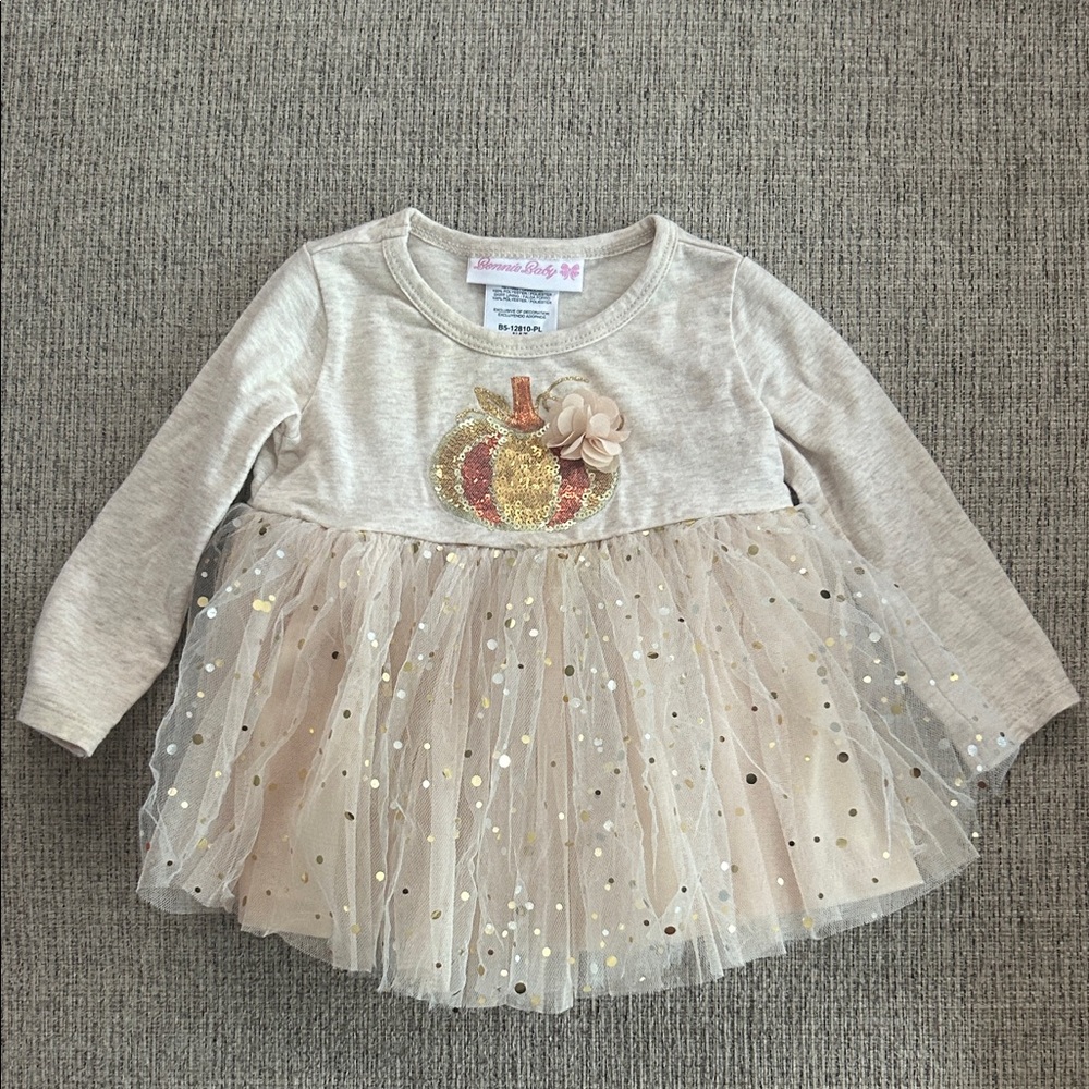 Bonnie Baby Beige Dress and Ugly Sweater Top. 3-6 months baby.